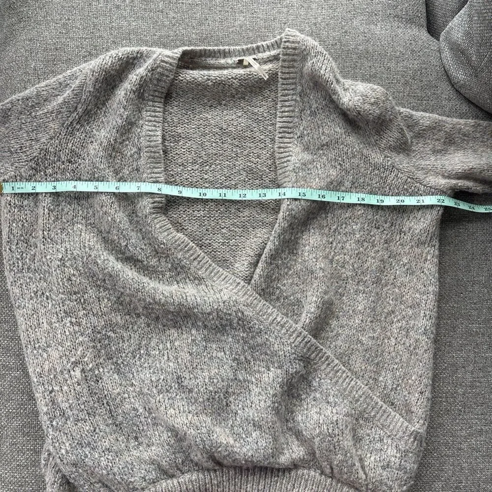 Free People Oversized Sweater Small Wool Blend Slouchy Wrap V-Neck Boho